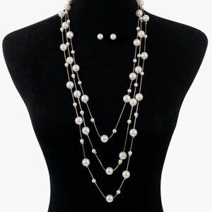 Pearl Earrings and Necklaces Set